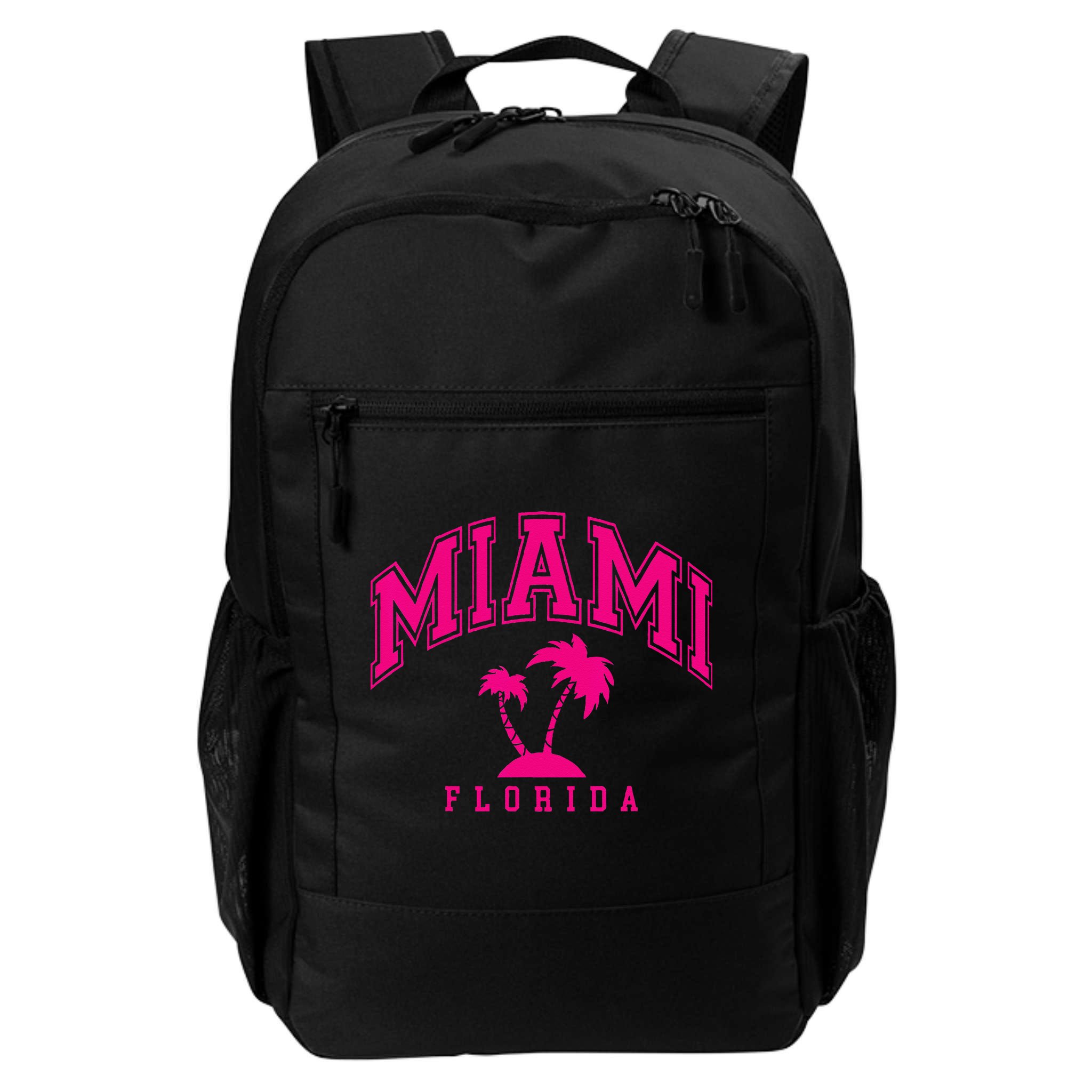 Miami Beach Florida Palms Palm Trees Preppy Varsity Pink Backpack