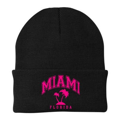 Miami Beach Florida Palms Palm Trees Preppy Varsity Pink Beanie