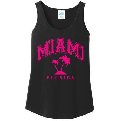 Miami Beach Florida Palms Palm Trees Preppy Varsity Pink Ladies Essential Tank