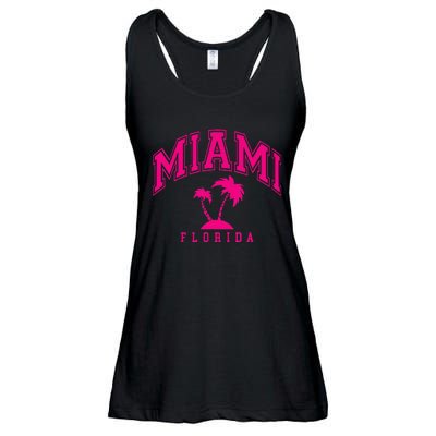 Miami Beach Florida Palms Palm Trees Preppy Varsity Pink Ladies Essential Flowy Tank