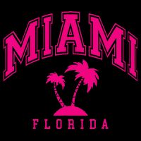 Miami Beach Florida Palms Palm Trees Preppy Varsity Pink Flatbill Hat