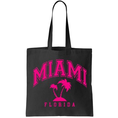 Miami Beach Florida Palms Palm Trees Preppy Varsity Pink Bag