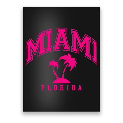 Miami Beach Florida Palms Palm Trees Preppy Varsity Pink Poster