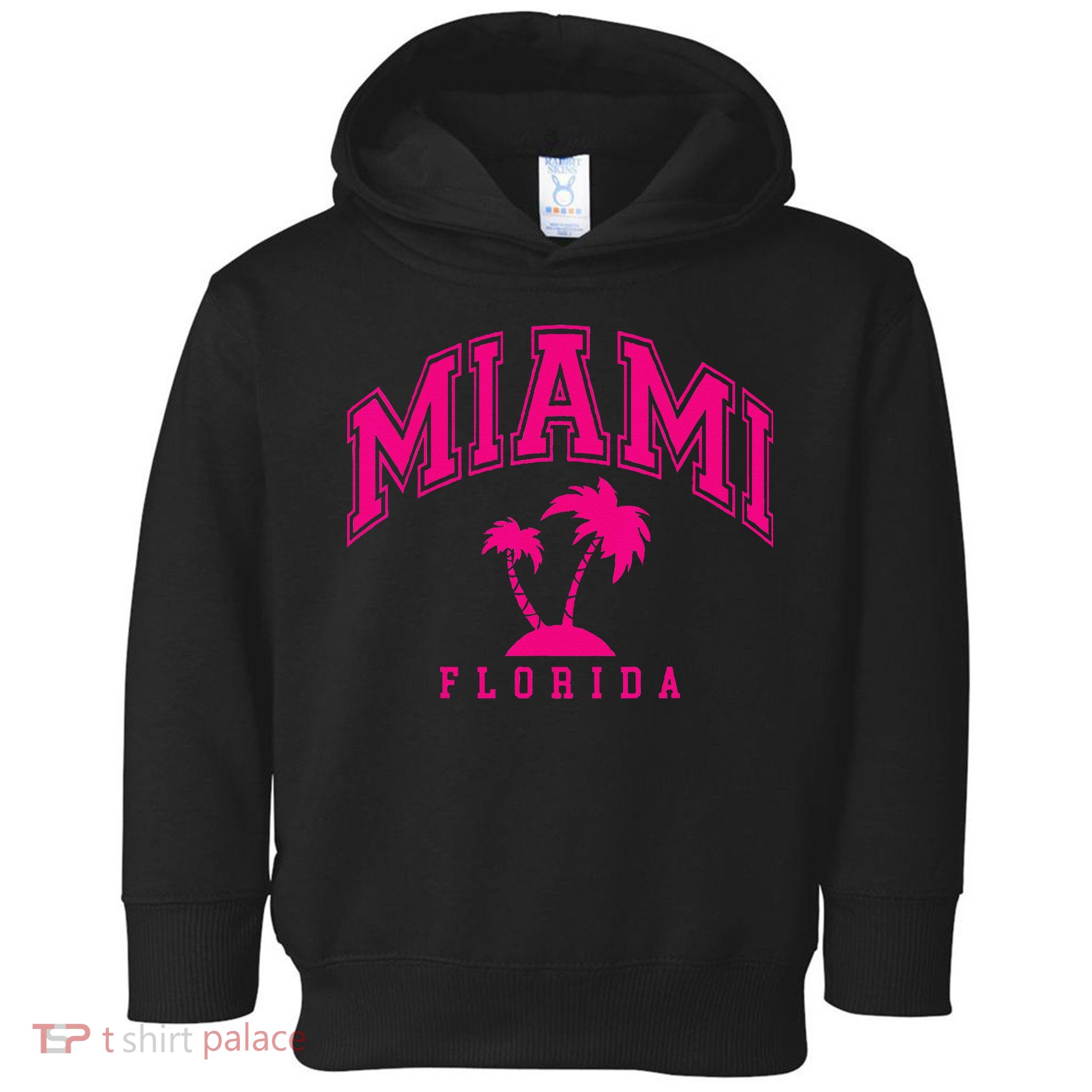 Miami Beach Florida Palms Palm Trees Preppy Varsity Pink Toddler Hoodie