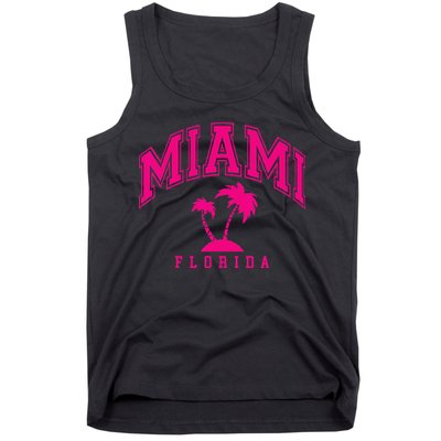 Miami Beach Florida Palms Palm Trees Preppy Varsity Pink Tank Top