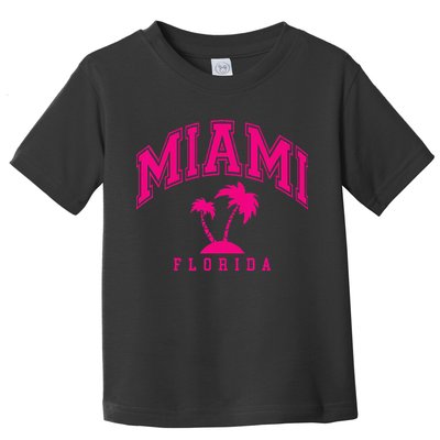 Miami Beach Florida Palms Palm Trees Preppy Varsity Pink Toddler T-Shirt