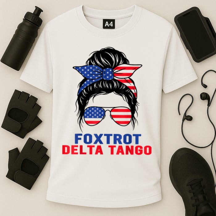 Messy Bun Foxtrots Deltas Tangos Bear Foxtrots Deltas Tango Cooling Performance Crew T-Shirt