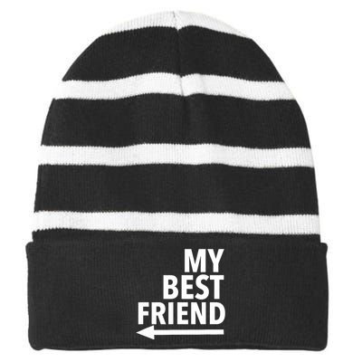 My Best Friend T With Arrow Right Striped Beanie with Solid Band