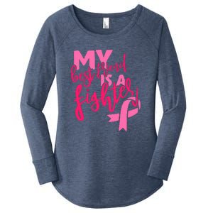 My Best Friend Is A Fighter For Breast Cancer Awareness Gift Women's Perfect Tri Tunic Long Sleeve Shirt