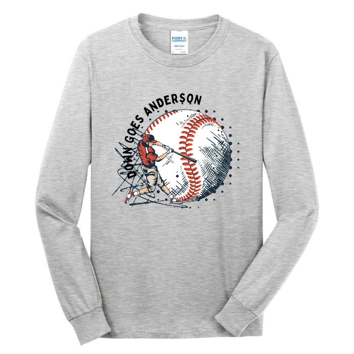 Meme Baseball Funny Down Goes Anderson Tall Long Sleeve T-Shirt