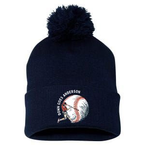 Meme Baseball Funny Down Goes Anderson Pom Pom 12in Knit Beanie