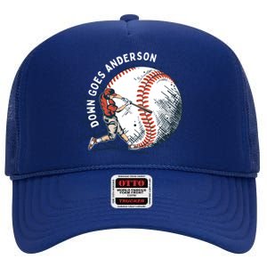 Meme Baseball Funny Down Goes Anderson High Crown Mesh Back Trucker Hat