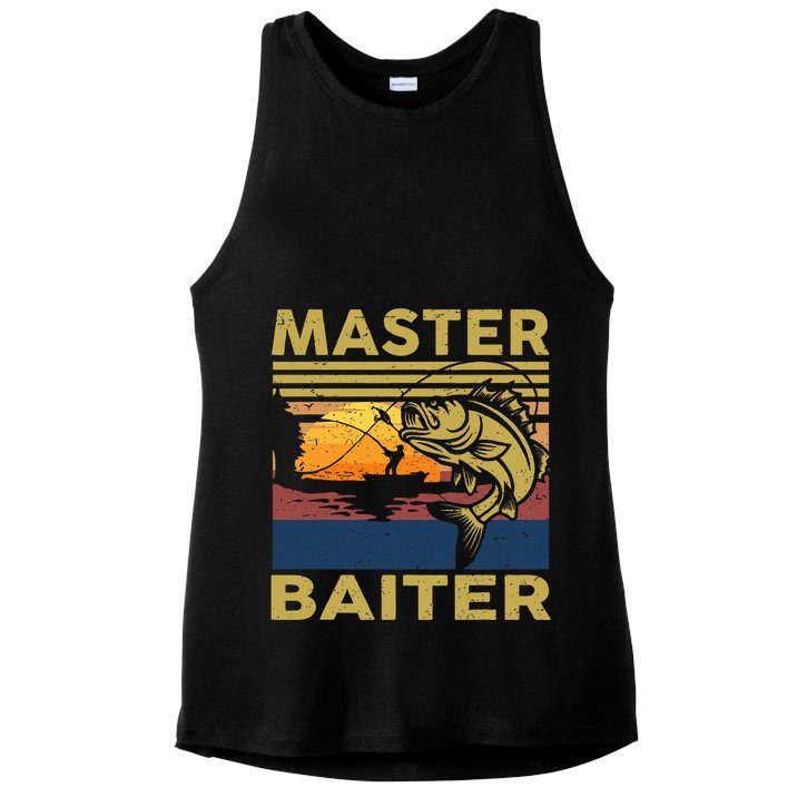 Master Baiter Fishing Funny Grandpa Bass Dad Ladies PosiCharge Tri-Blend Wicking Tank