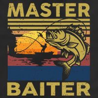 Master Baiter Fishing Funny Grandpa Bass Dad 7 Panel Mesh Trucker Snapback Hat