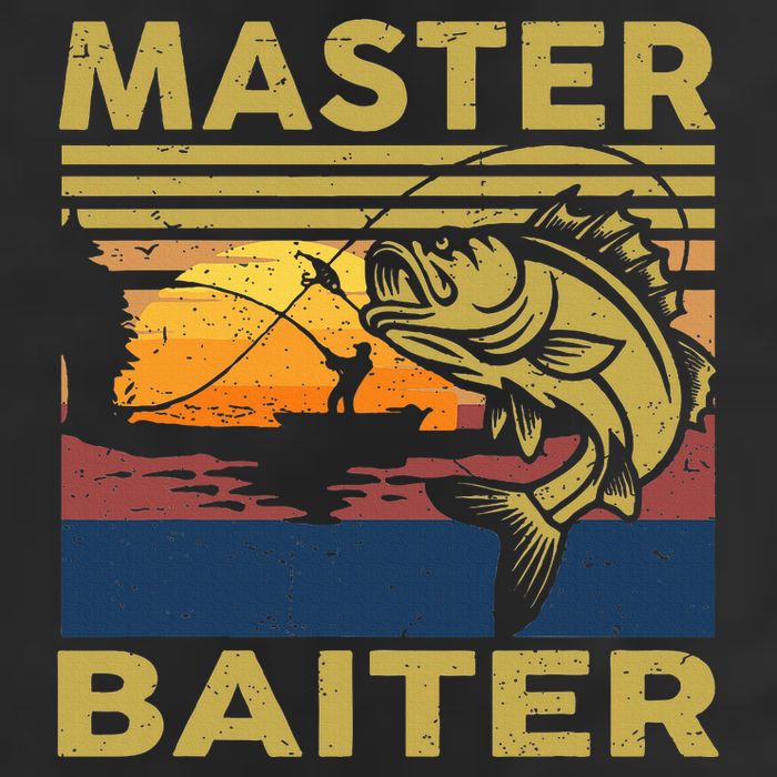 Master Baiter Fishing Funny Grandpa Bass Dad 7 Panel Mesh Trucker Snapback Hat