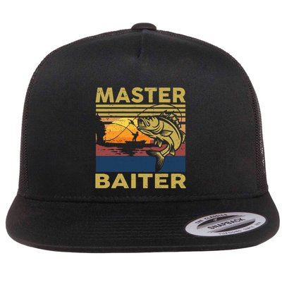 Master Baiter Fishing Funny Grandpa Bass Dad Flat Bill Trucker Hat