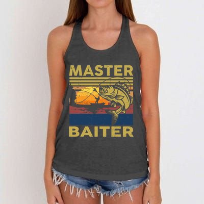 Master Baiter Fishing Funny Grandpa Bass Dad Women's Knotted Racerback Tank