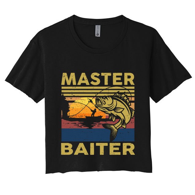 Master Baiter Fishing Funny Grandpa Bass Dad Crop Top