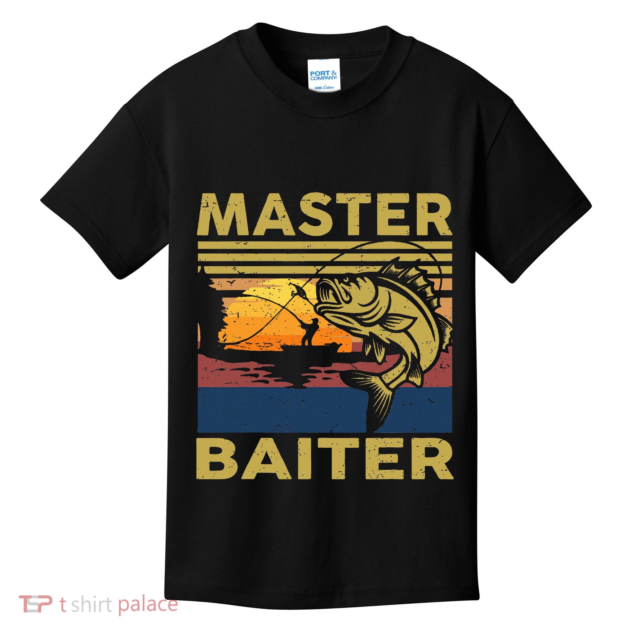 Master Baiter Fishing Funny Grandpa Bass Dad Kids T-Shirt