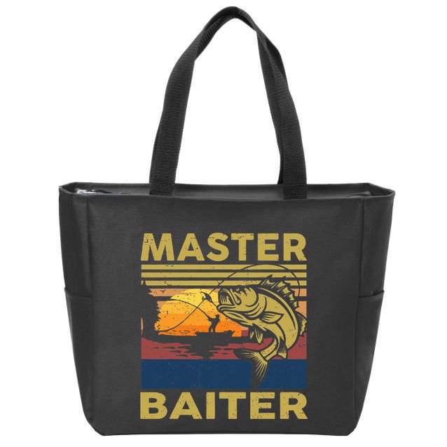 Master Baiter Fishing Funny Grandpa Bass Dad Zip Tote Bag