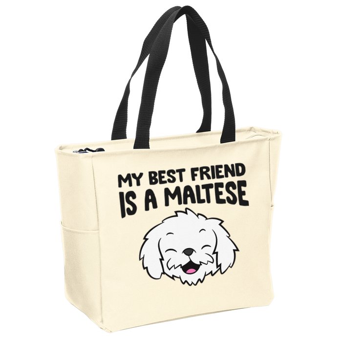 My Best Friend Is A Maltese Dog Zip Tote Bag