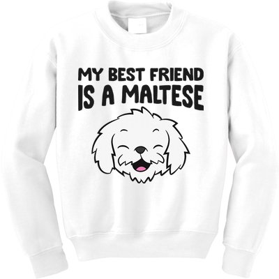 My Best Friend Is A Maltese Dog Kids Sweatshirt