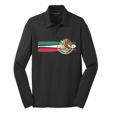 Mexico Baseball Flag Silk Touch Performance Long Sleeve Polo