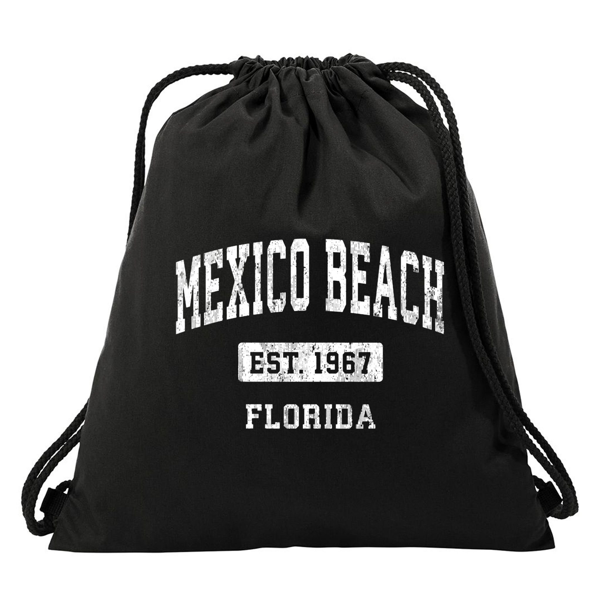 Mexico Beach Florida Fl Vintage Sports Established Drawstring Bag