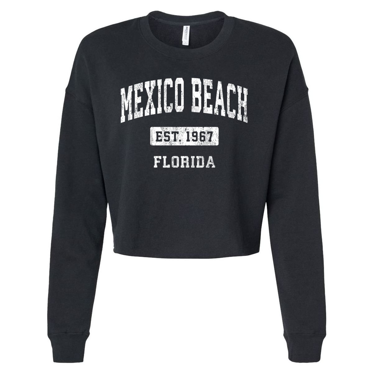 Mexico Beach Florida Fl Vintage Sports Established Cropped Pullover Crew