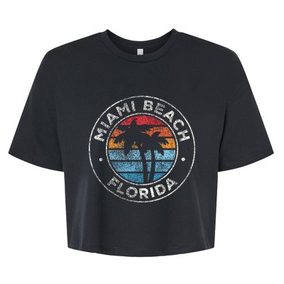 Miami Beach Florida Fl Vintage Graphic Retro 70s Bella+Canvas Jersey Crop Tee