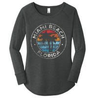 Miami Beach Florida Fl Vintage Graphic Retro 70s Women's Perfect Tri Tunic Long Sleeve Shirt