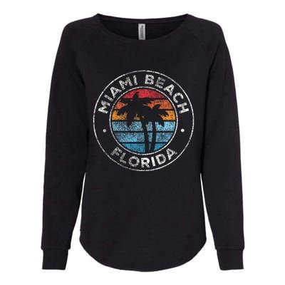 Miami Beach Florida Fl Vintage Graphic Retro 70s Womens California Wash Sweatshirt