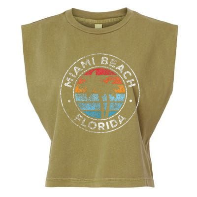 Miami Beach Florida Fl Vintage Graphic Retro 70s Garment-Dyed Women's Muscle Tee