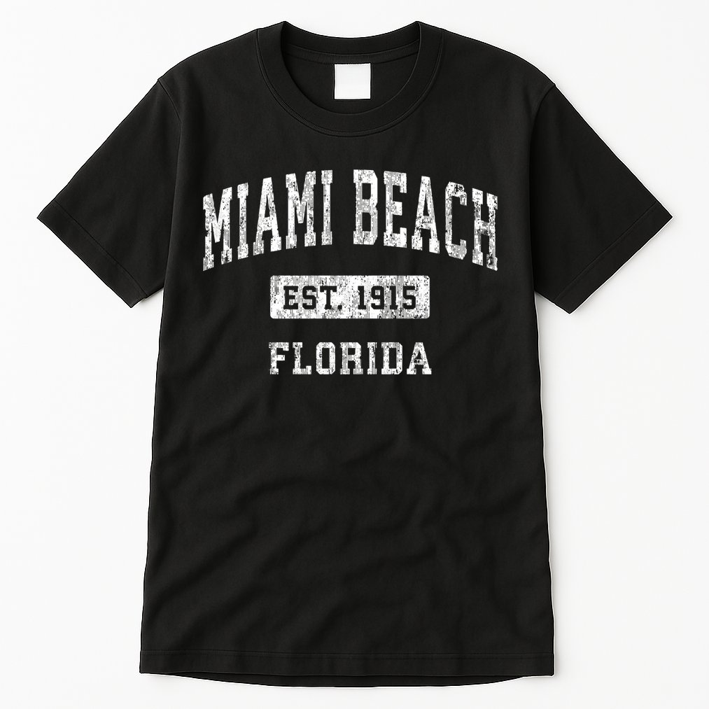 Miami Beach Florida Fl Vintage Established Sports Tall T-Shirt