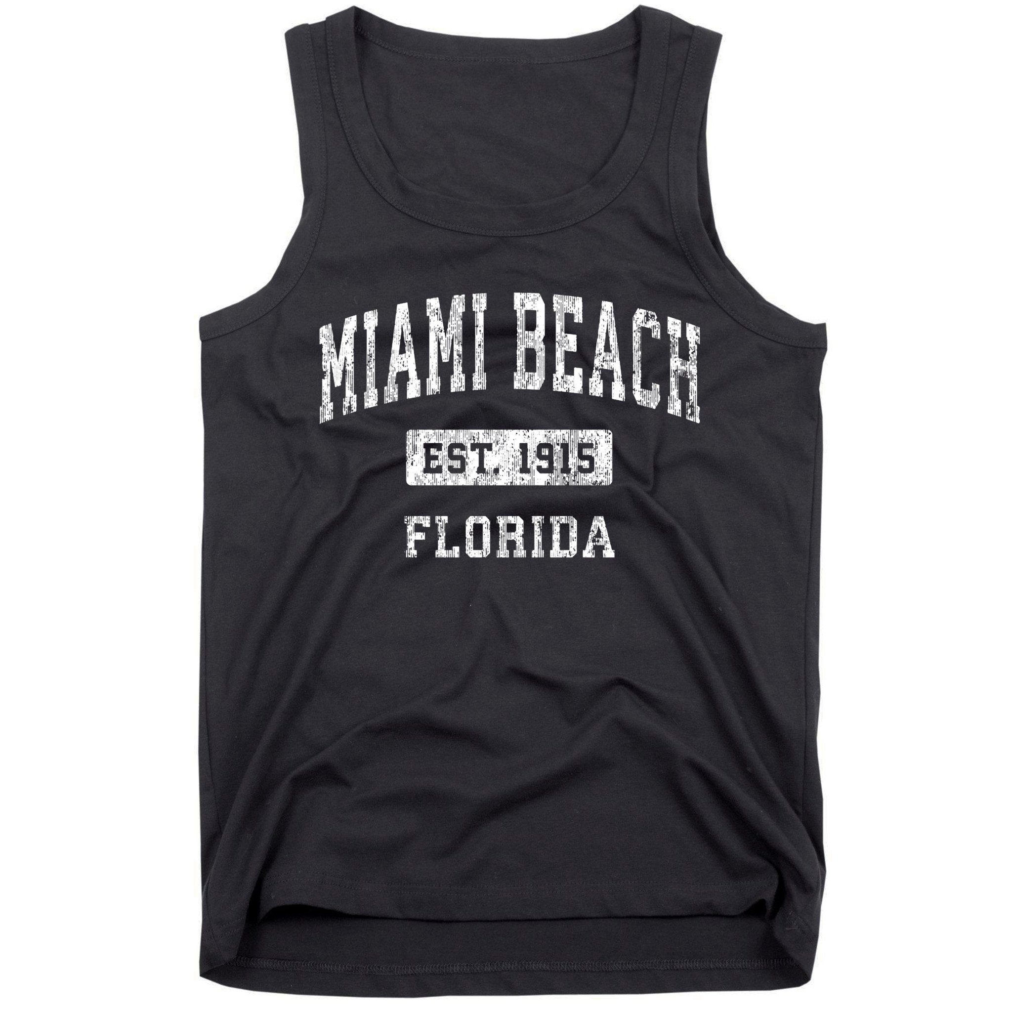 Miami Beach Florida Fl Vintage Established Sports Tank Top
