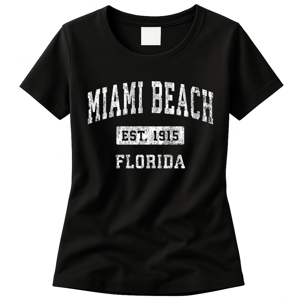 Miami Beach Florida Fl Vintage Established Sports Womens T-Shirt