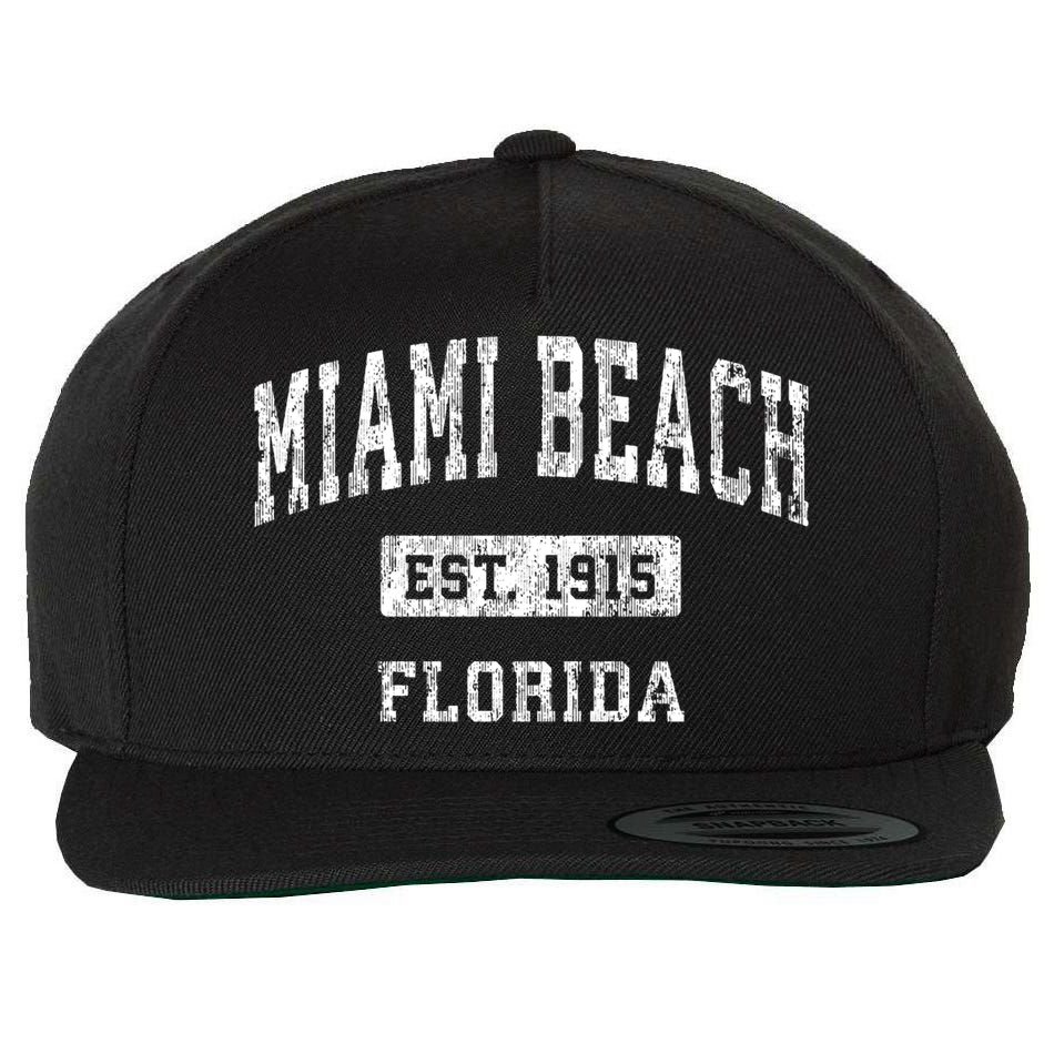 Miami Beach Florida Fl Vintage Established Sports Wool Snapback Cap