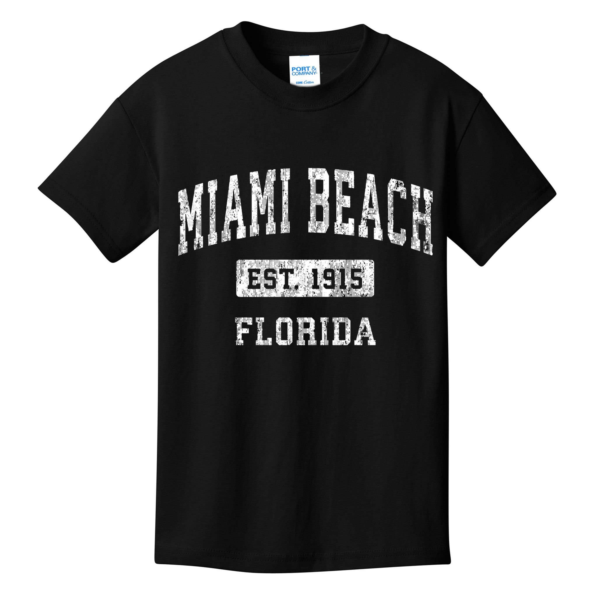 Miami Beach Florida Fl Vintage Established Sports Kids T-Shirt
