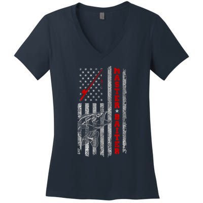 Master Baiter For Funny Fishings For Fisherman Women's V-Neck T-Shirt