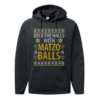 Matzo Balls Funny Hanukkah Theme Holiday Idea Quote Gift Performance Fleece Hoodie