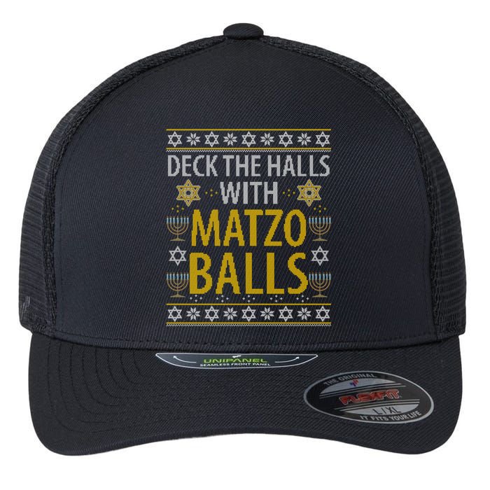 Matzo Balls Funny Hanukkah Theme Holiday Idea Quote Gift Flexfit Unipanel Trucker Cap