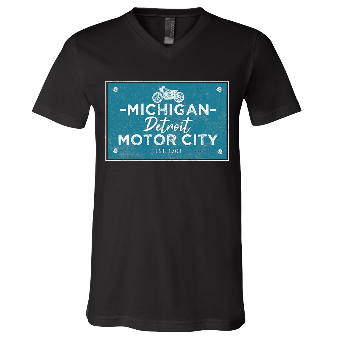 Michigan Biker For Detroit Motorcycle V-Neck T-Shirt