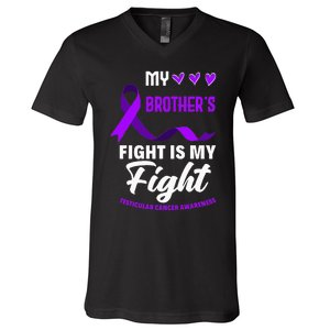 My Brothers Fight Is My Fight Testicular Cancer Awareness V-Neck T-Shirt