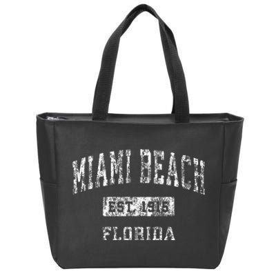 Miami Beach Florida Fl Vintage Established Zip Tote Bag