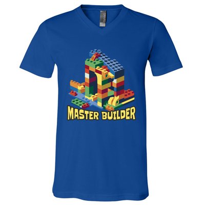 Master Builder Funny Building Blocks Toys Gift V-Neck T-Shirt