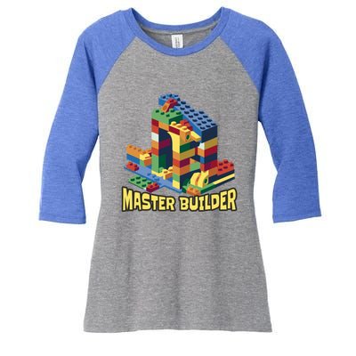 Master Builder Funny Building Blocks Toys Gift Women's Tri-Blend 3/4-Sleeve Raglan Shirt