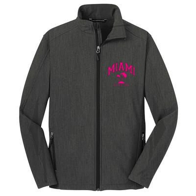 Miami Beach Florida Palms Palm Trees Preppy Varsity Pink Core Soft Shell Jacket