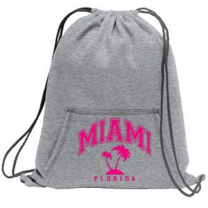 Miami Beach Florida Palms Palm Trees Preppy Varsity Pink Sweatshirt Cinch Pack Bag