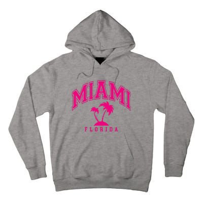 Miami Beach Florida Palms Palm Trees Preppy Varsity Pink Tall Hoodie