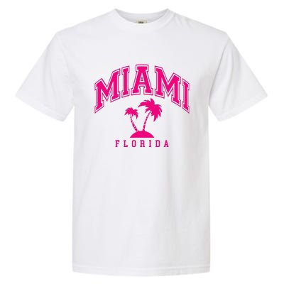 Miami Beach Florida Palms Palm Trees Preppy Varsity Pink Garment-Dyed Heavyweight T-Shirt